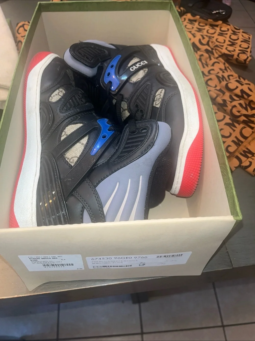 Gucci Demetra Black, Beige & Red High-Top Sneaker
